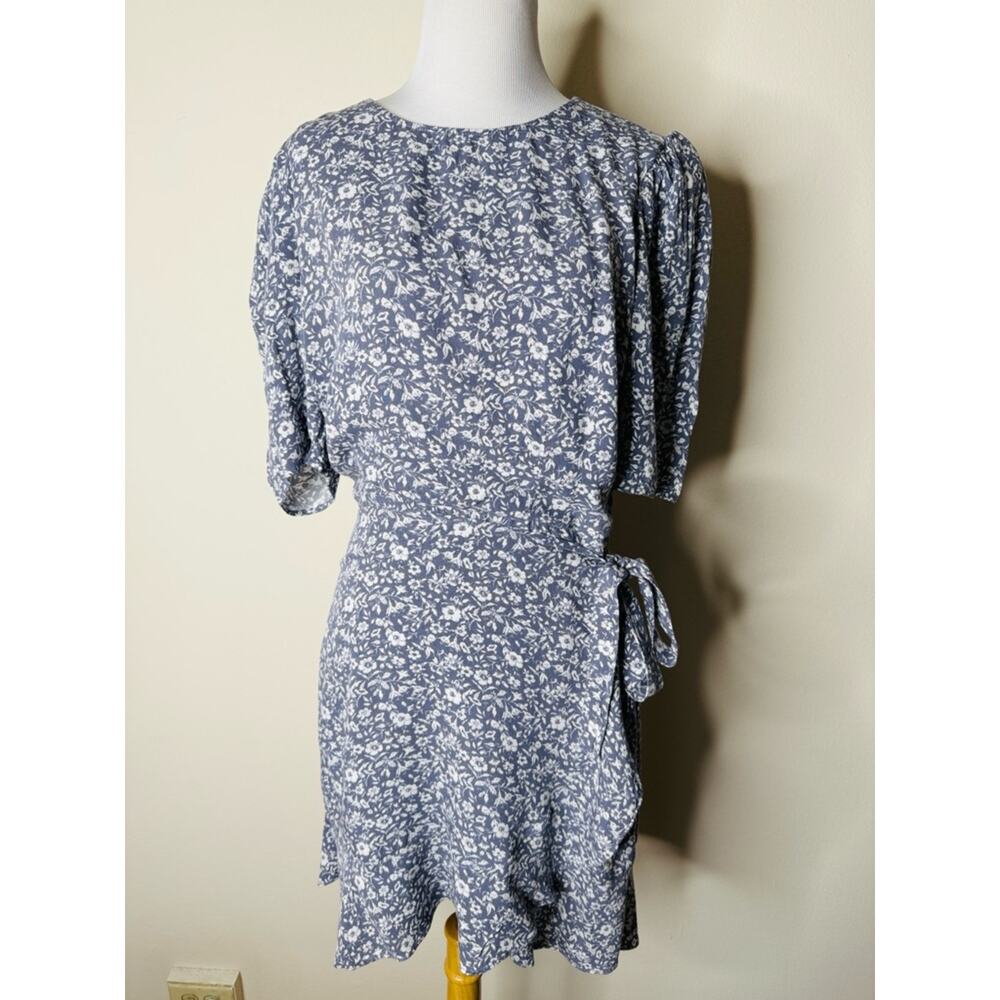 Abercrombie Blue and White Floral Wrap Mini Dress